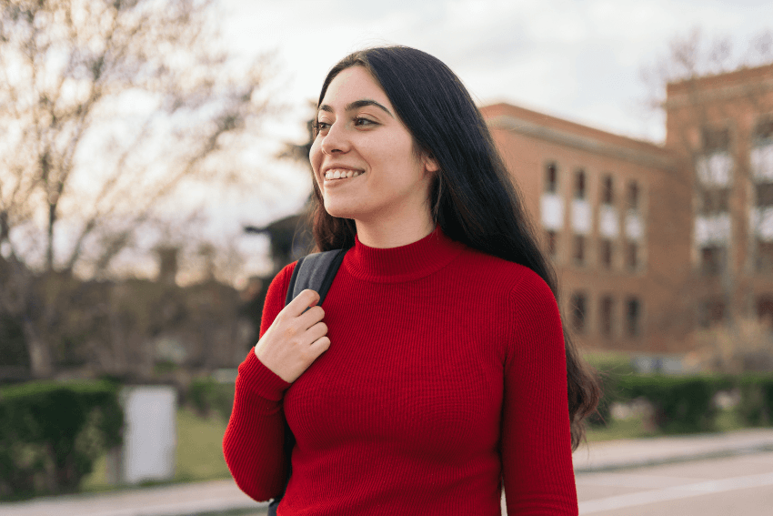 smiling woman looking forward