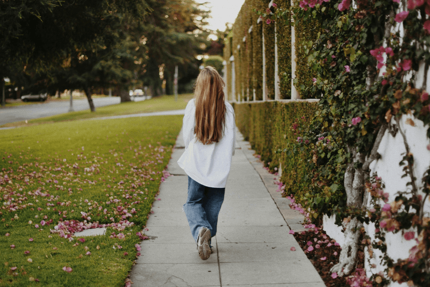 woman taking a walk outside