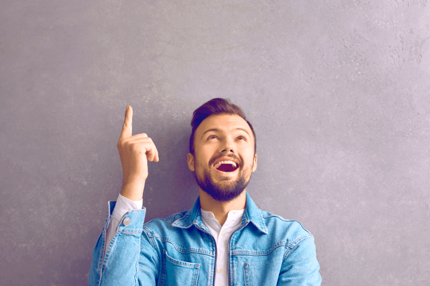 happy man having an aha moment