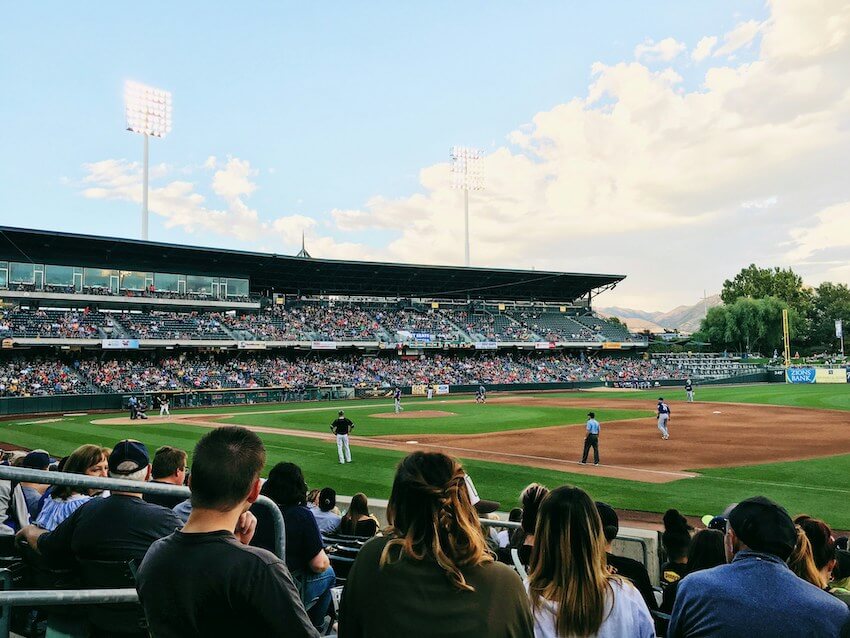 friends at a baseball game