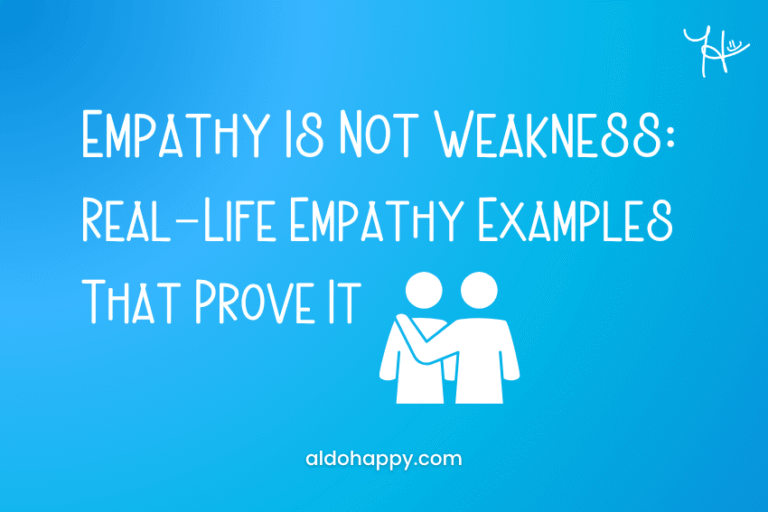 An illustrated figure comforting another — Empathy Is Not Weakness: Real-Life Empathy Examples That Prove It — a little dose of happy